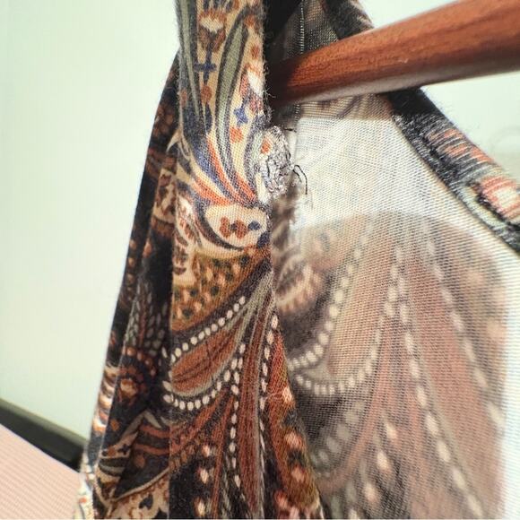 American Eagle Outfitters Womens Boho Paisley V-Neck Long Sleeve Romper M Brown - Picture 7 of 12